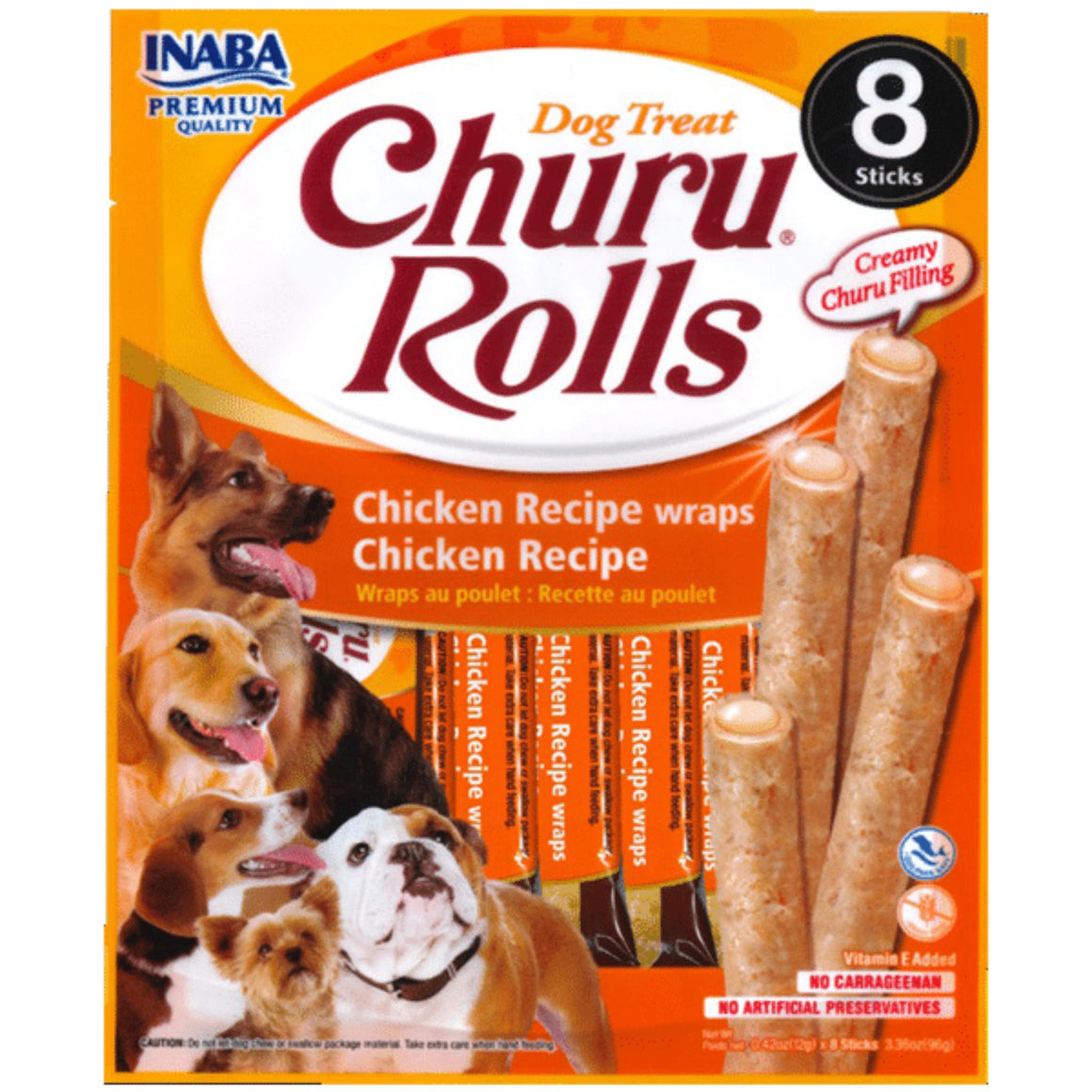 Inaba Dog Churu Rolls Chicken wraps w/ Chicken Recipe (12g x8)