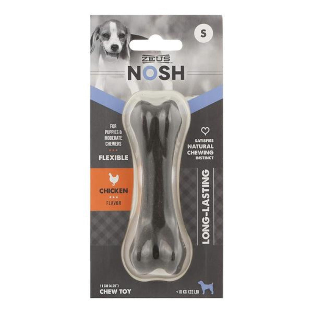 Dog chew toy packaging with Zeus Nosh branding on a white background