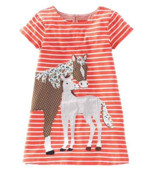 Girls Cute Pony Cotton Summer Dress