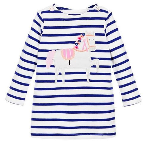 Girls Striped Unicorn Dress