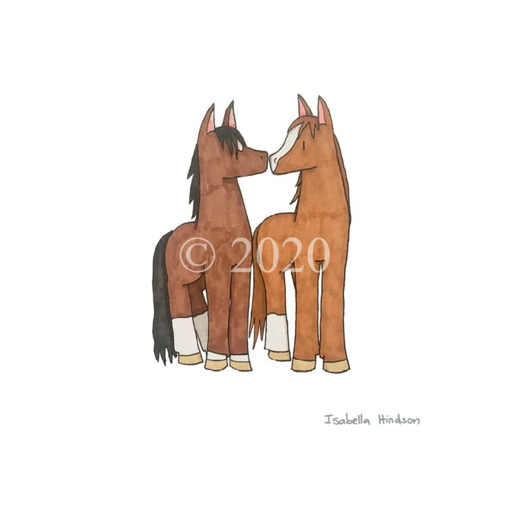 Greetings Card Isabella Hindson - Pair of Ponies
