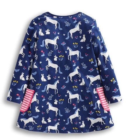 Girls White Unicorn with Bunnies Tunic