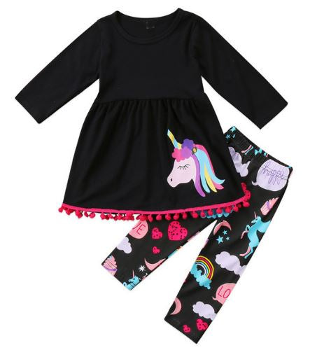 Girls Unicorn Dress and Pants Set