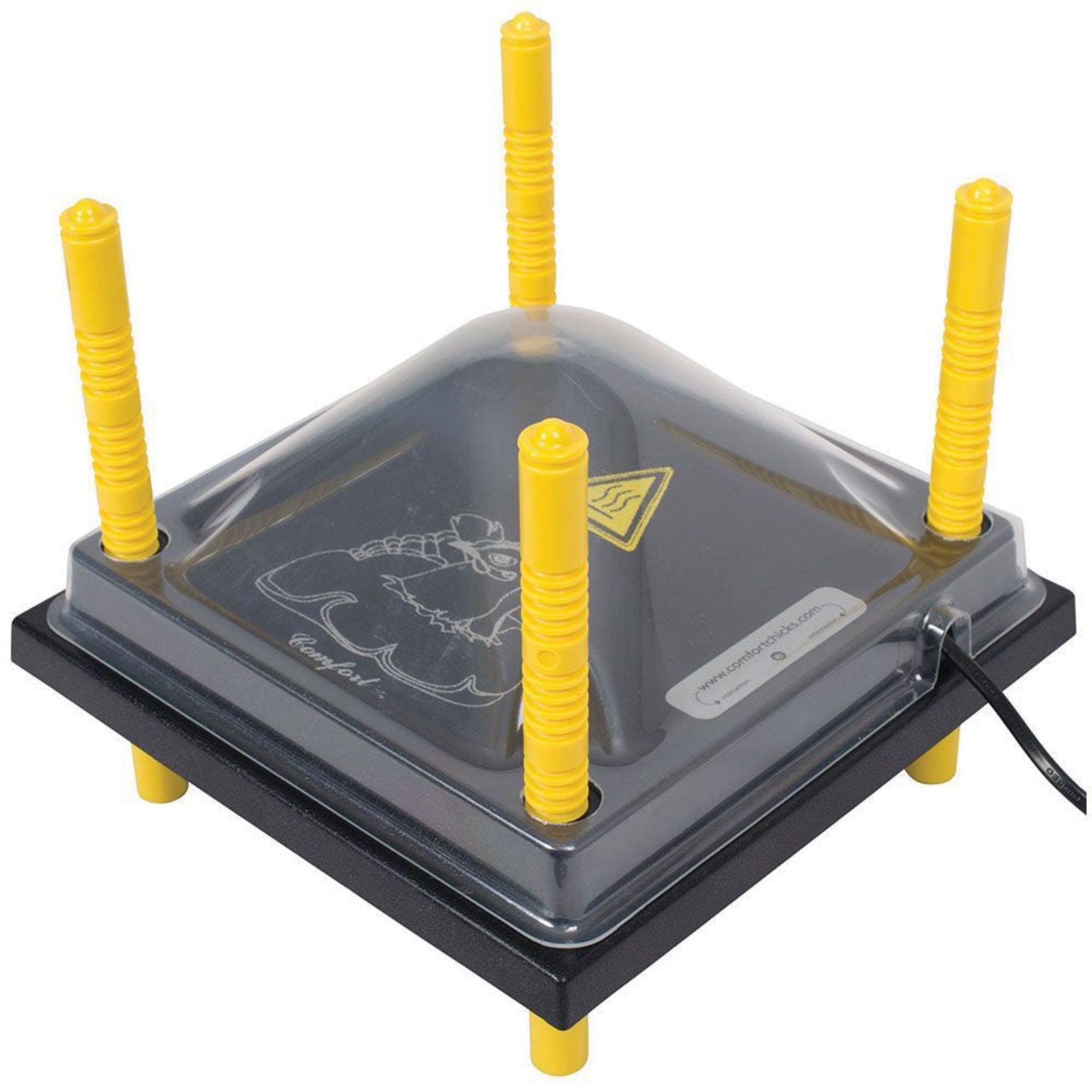 Black and yellow electronic device on a white background